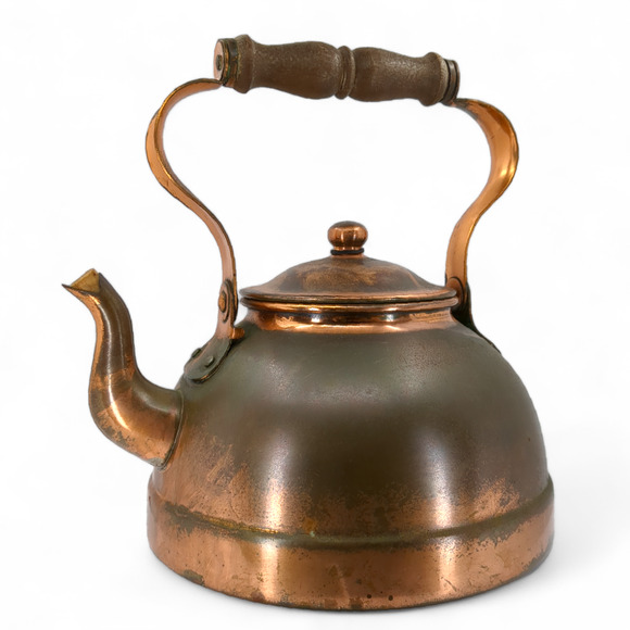Tagus Copper Vintage Tea Kettle Made in Portugal R 52 Wooden Handle - Picture 6 of 11